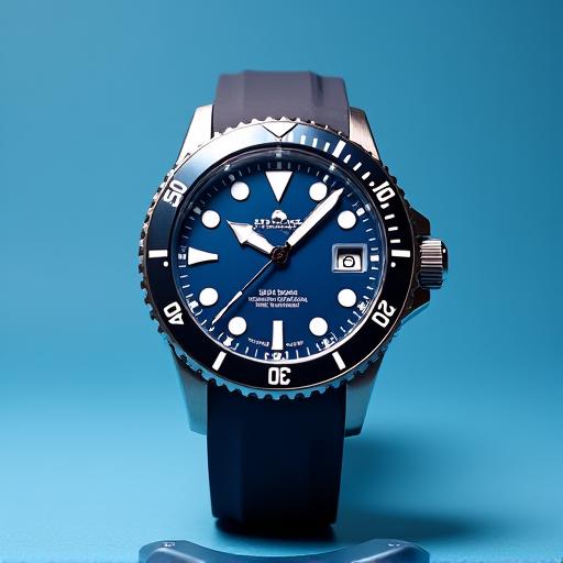 Jam tangan penyelam moden dengan dail biru.