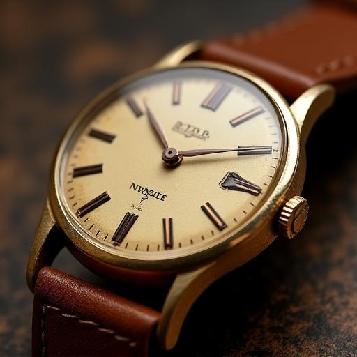 Jam tangan dress vintaj dari tahun 1960-an dengan patina yang cantik.